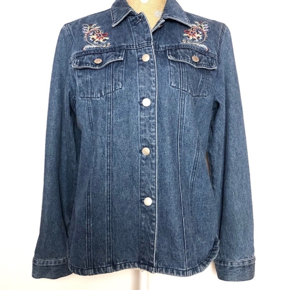 Pendleton Denim Shacket Embroidered Beaded Blue J… - image 1